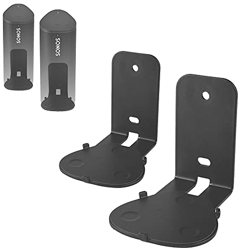 EMAQUIN Wall Mounts Brackets for Sonos Roam 2/Sonos Roam/Roam SL (Sturdy Metal,Durable Paint Finish,Easy Install on The Wall,Compatible with Sonos Roam 2/Roam/Roam SL,Pair Set,Black)