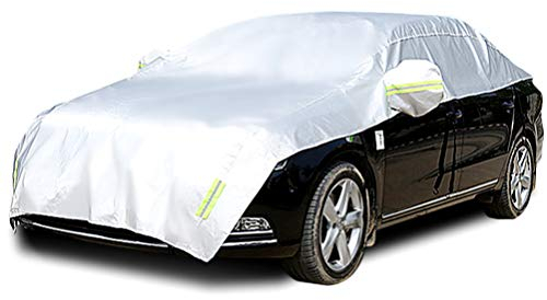 Konnfeir Halbgarage für Auto Windschutzscheibe Abdeckplane Winter Sommer Autoabdeckung wasserdicht Auto halbgarage Staubdicht Schneefest Aluminium mit dünner Baumwolle(Limousine1)