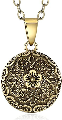 EUDORA Harmony Ball Collier Bola de Grossesse pour Femmes Enceinte, Bronze Ange Appelant Pendentif Colliers avec Musique Carillon pour Future maman Filles Cadeau, 76cm + 119cm Chaîne