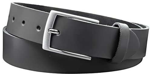 Vascavi Ledergürtel, 3,5 cm breit, Echtes Leder, Unisex Gürtel für Damen und Herren, MADE IN GERMANY, AM421-SL-Grau-85
