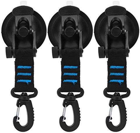 Saughaken Heavy Duty, Ohne Bohren Rotation Saugnapf Anker mit Sicherungshaken Tragbare Zeltbefestigung Karabiner Wiederverwendbares Outdoor Camping Zubehör für Markise Boot Wandern Bad Küche 3St