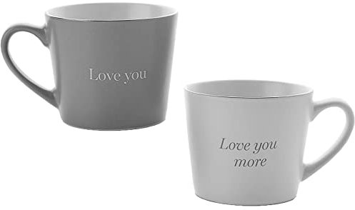 Widdop and Co Grey/White Anniversary Mug Set - Love You Love You More