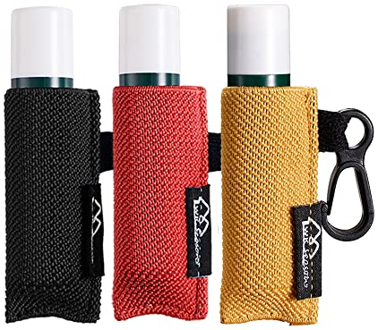 WK IEASON Lippenbalsam Halter Schlüsselanhänger 3er Clip auf Chapstick Hülse Halter Pouch Engmaschige Elastische Lippenstift Hülse Geeignet für Eos Lippenstift (Schwarz/Orange/Gelb)