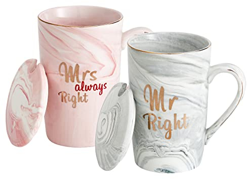 Swuut Tazze da caffè, 396,9 ml, regalo per coppie, matrimoni, anniversari, compleanni, mamma/papà, sorella, zie, amici/colleghi, divertenti regali in ceramica (Mr and Mrs Always Right)