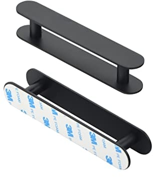 Milti Türgriff selbstklebend aus gebürstetem Edelstahl 304 [2 Stück, Schwarz] Design Schrankgriff ohne bohren für Türen und Schubladen, Hochwertiger 3M Kleber