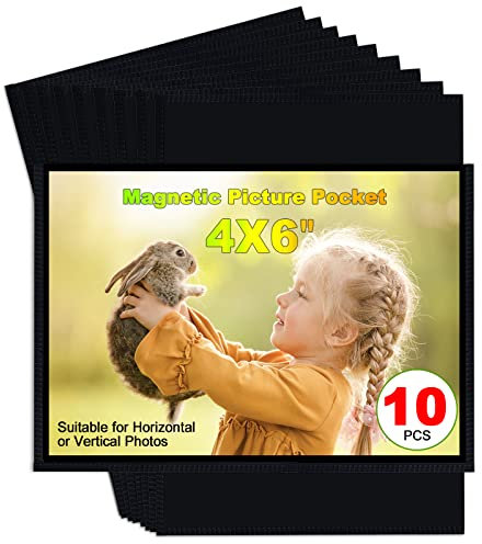 chunniao Black Magnetic Picture Frame 4X6 for Refrigerator,Photo Magnets Sleeves