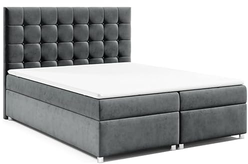 Best For Home Boxspringbett Trinity K-9 mit 7-Zonen-Bonell-Federkernmatratze | Boxspringbett 160x200 mit Bettkasten | Doppelbett mit Matratze und Stauraum | Polsterbett– Lieferung bis Bordsteinkante