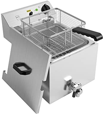 METRO Professional Friggitrice GDF1010, acciaio inox, 8,1 kW, 10 l, coperchio e maniglie in plastica termoresistente, argento