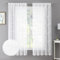 Tollpiz Weiße Blättervorhänge mit Blättern, bestickt, kurze Vorhangstange, Voile, Fensterbehandlung für Wohnzimmer, 96,5 x 137,2 cm lang, Set mit 2 Paneelen
