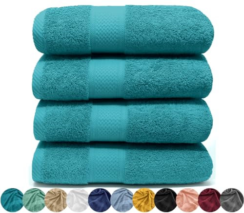 LEBENGOOD Toallas Lavabo, Toallas de Manos, Toallas baño, Toallas baño Grandes, Algodón Premium, 550gsm, 4 Piezas (50x90), Juego de Toallas, Suaves, Absorbentes y Resistentes.(4 50X90 Ocean)
