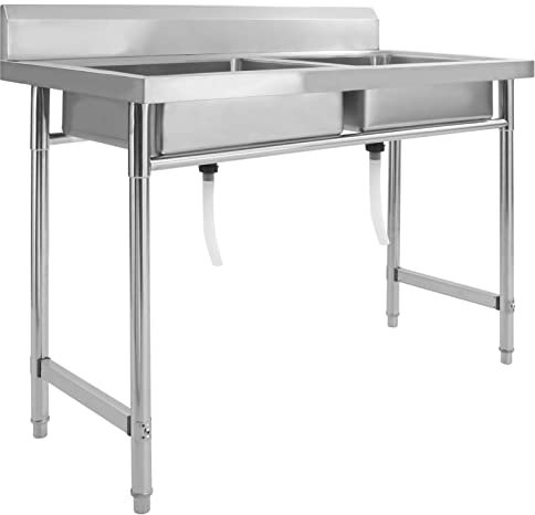 Homgoday Fregadero de cocina de doble cubeta de Aiaio Inox, muebles para casa, interior, exterior, salón, dormitorio