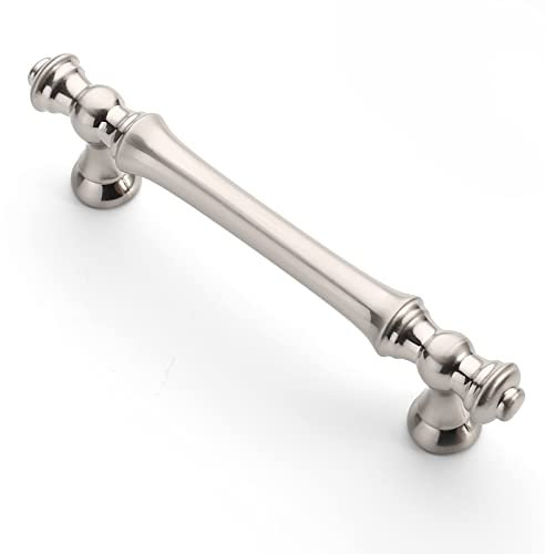 9BUILD 6 Stück Schrankgriffe Gebürsteter Nickel Lochabstand 96mm Griffe für Küchenschränke Zinklegierung Möbelgriffe Küchengriffe griffe möbel Küchenschrank Schranktürgriffe EU0040