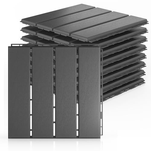 Mychoiii Confezione da 9 piastrelle in plastica ad incastro per terrazze, 30,5 x 30,5 cm, pavimenti impermeabili per esterni, per tutte le stagioni, piastrelle per pavimenti del patio, per verande