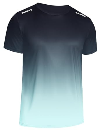 Weardear Sportshirt Herren Kurzarm Fitness Shirt Laufshirt Herren Gradient Oberteile Trainingsshirt für Running Workout Bodybuilding Hellgrün XL