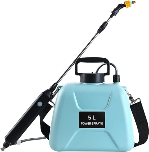 Procci Spruzzatore a batteria da 5 l, spruzzatore elettrico ad alta capacità e 3 ugelli per nebbia, manico ricaricabile da 2000 mAh, dura 180 minuti, spruzzatore da giardino, spruzzatore per erbacce