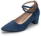 Plilima Escarpins Femme Bloc Talons à Bout Pointu Escarpin Bride Cheville Talon Haut avec Lanière Croisée et Bout Fermé Élégant Confortable Mariée Chaussures (Bleu,37)