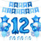 Luftballon 12. Geburtstag Blau, Happy Birthday Folienballon, Riesen Folienballon Zahl 12, Ballon Deko, Geburtstagsdeko Jungen 12 Jahr