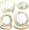 GWHOLE Paper Plates and Napkins Set,72Pcs Sage Green Party Tableware Set Baby Showe Decorations Neutral Plates Set for Party Supplies Jungle Safari Party Decoration