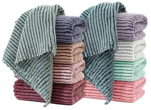 BEWDIO Asciugamani in microfibra per la pulizia 30,5 x 30,5 cm, confezione da 10 asciugamani per la pulizia altamente assorbenti, panno in microfibra per lavare piatti, auto, panno per pulire i vetri