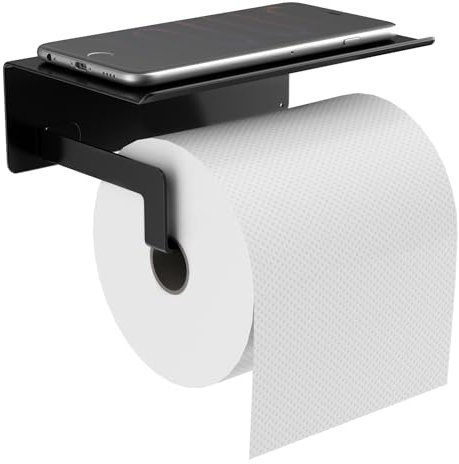 Dailyart Toilettenpapierhalter- Selbstklebend Klopapierhalter Ohne Bohren Toilettenpapierhalter mit Ablage- Toilettenpapierhalter Schwarz WC Papier Halterung Wandmontage für Küche und Badzimmer