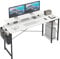 CAIYUN 160cm Computer Desk with Monitor Stand & 2-Tier Storage Shelves, Home Office Writing Desk Study Table Workstation, White
