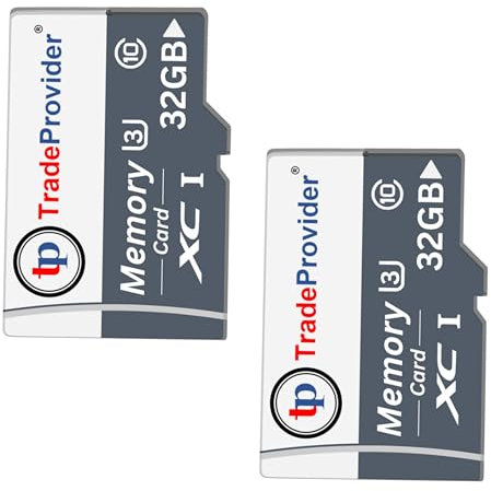 TradeProvider TF Memory Card, 32GB (2pack), Up to 140MB/s Read Speed, A1, C10, U3, V30, 4K Video Recording, for Smartphones Drones Tablets Dash Security Cameras