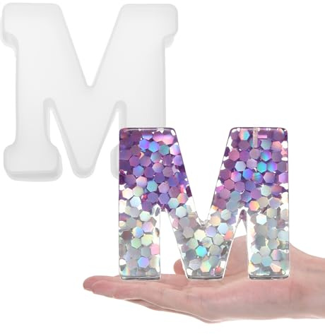 sourcing map Large Letter M Resin Molding 6 3D Capital Alphabet Silicone Mould for Word Sign Art, DIY Crafts, Home Party Decoration, Candle Wax, Soap Crafts