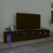 IKAYAA TV Schrank mit led TV Schrank 200cm lang TV lowboard TV Board Holz Fernseher Tisch modern TV Tisch TV Board Fernsehschrank für das Wohnzimmer -Schwarz-230 x 36.5 x 40 cm