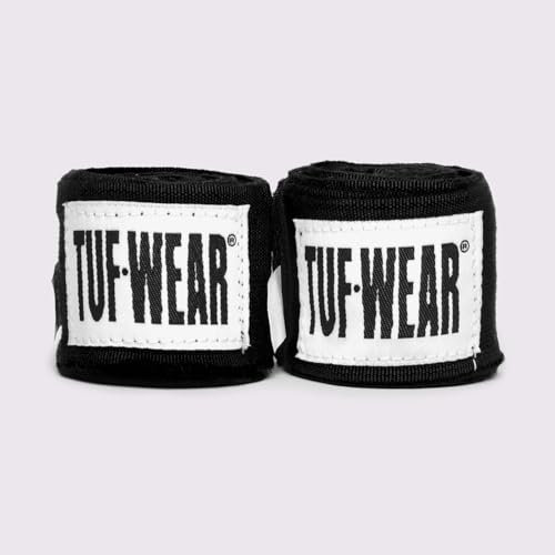Tuf Wear Cotton Stretch Thumb Loop Hook And Loop Under Gloves Boxing Training Competition Combat MMA Handwraps, Adult, 4.5m, Black, TW31266BLACK4.5