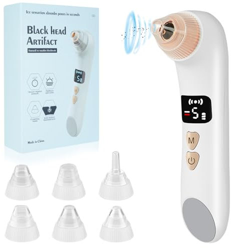 AOGOE Aspirateur Point Noir,USB Rechargeable Nettoyant Pour Pores Du Visage Visible WIFI Amélioré Avec Caméra à Boutons Avec 6 Têtes d'aspiration Outil d'aspiration électrique Peut être chauffé