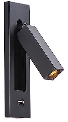 LED Nachttischlampe Leselampe Wandhalterung Drehbares Kopfteil Wandleuchte mit verstecktem Druckschalter und USB-Anschluss - 3000K Schlafzimmer Einbau-Leselampe 3W Hotel Nachttischlampe mit Flexib