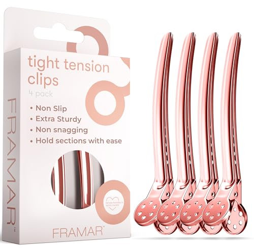 FRAMAR Haarspangen mit enger Spannung in Roségold, 4er-Set, professionelle Haarspangen für Damen, Haarklammern zum Stylen, Pince À Cheveux, Haarspangen aus Metall Rose Gold