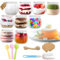 Rliocvhe 9 Pots de Yaourt en Verre avec Couvercles, 300ml Pot Yaourt en Verre avec Couvercle, Petit Pots Vide pour pudding et yaourt, Pour Yaourtière Multicuiseur Thermomix, Cookéo Yaourt Maison