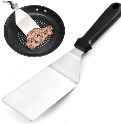 Griddle Spatula, Stainless Steel Metal Griddle Spatula, Includes Metal Spatula, Scraper, Pancake Flipper, and Hamburger Turner - for BBQ Grill, Flat Top Cooking, and Outdoor Kitchens