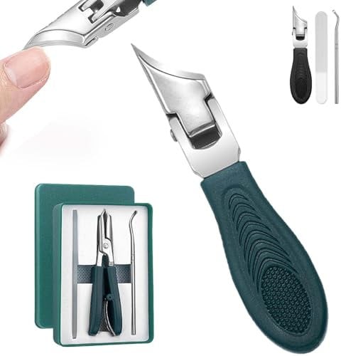 Eagle Beak Angled Nail Clippers 3-Piece Set, Three Sets of Eagle Beak Beveled Nails Clippers, Toe Nail Clippers for Thick Nails, Wide Jaw Opening Anti-Splash Slanted Nail Clipper for Thick Nails(Green