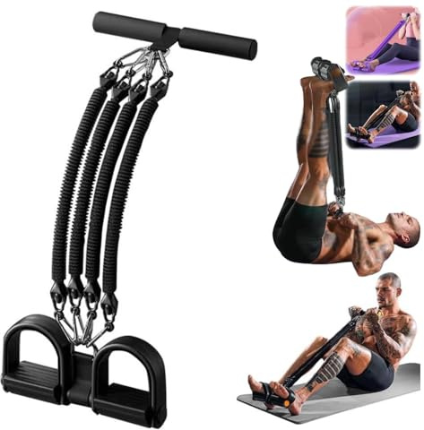 21 Fitness Resistance Bands Set - 4-Strang Pedal Ankle Puller, 45.4 kg Max Widerstand, 2025 für Bauchmuskeltraining, Rumpfkraft & Ganzkörpertraining (Schwarz 45.4 kg)