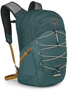 Osprey Quasar Unisex Lifestyle Backpack, 26L, Torrent Blue Heather | everyday bag, campus pack, laptop carry, laptop sleeve, work school travel, bottle pockets, everyday carry, Blue color