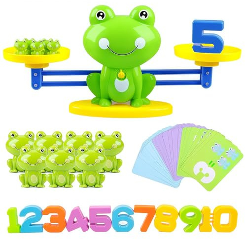 Lernspielzeug Mathe-Spiel,Montessori Spielzeug mit Frosch Waage,Zählen und Rechnen Lernen,Vorschulspielzeug für Kinder ab 3 Jahre,Geschenk für Jungen & Mädchen