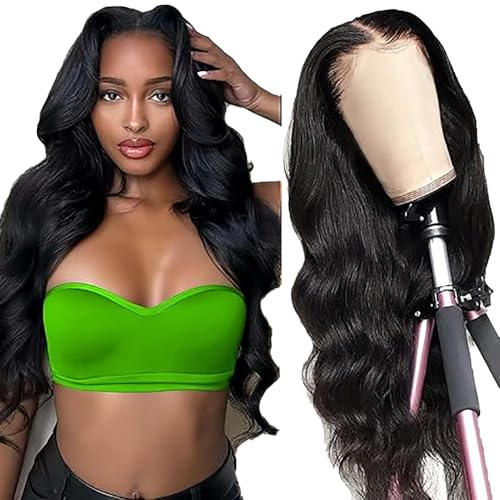 AiPliantfis Glueless Wig Wear and Go Echthaar Perücke Damen Body Wave Human Hair Wig 13X6 Lace Natural Black Pre Plucked 150% Density Real Unprocessed Remy Hair 26 Zoll