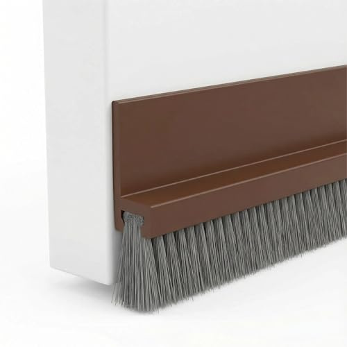Zugluftstopper,Dichtungsband für Türen, 1m TPE Bodenabdichtung mit Bürste, Ideal Auch Als Schallschutz, Kälteschutz (Brown)