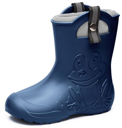 Ladeheid Kinder Federleichte Gummistiefel Thermo Fütterung Mädchen Jungen rutschfest Regenstiefel Kinder Regenschuhe LA-CA-Frog245