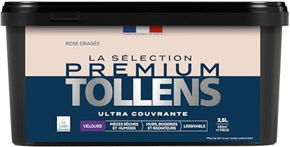 Tollens - Peinture Couleur - Murs, Boiseries & Radiateurs - La Sélection Premium - Pièces sèches et humides - Ultra couvrante - Ultra résistante - Ecolabel - Velours - ROSE DRAGÉE - 2L5 = 30m²