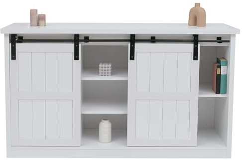 Mendler HWC-K75AM - Aparador con 7 compartimentos (84 x 150 x 40 cm), color blanco