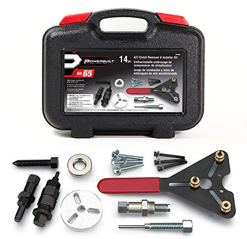 Powerbuilt 948995 Kit d'outils de retrait et d'installation d'embrayage de climatisation pour compresseur de climatisation, outils de maintien, étui de rangement – 948995, argent