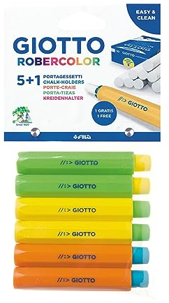 GIOTTO Robocolor Kreidehalter aus Kunststoff, 6 Halter in verschiedenen Farben, ideal für Kinder, Partys und Schulen