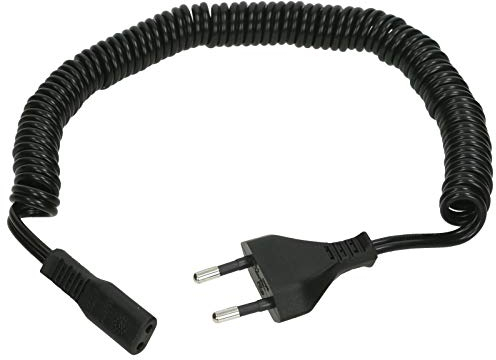Electruepart Universal Shaver Lead, 2-Pin Power Connector, Compatible with Braun, Philips, Remington Shavers (Excluding Specific Models), Black, 1 Pack
