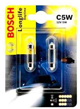 BOSCH C5W 5W 36mm Long Life Daytime 1987301060 Doppelblister Glühlampen Autolampen 12V 2 Stück Kennzeichenlicht Innenbeleuchtung
