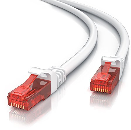 CSL- 0,5m Câble réseau Cat 6 RJ45 - Câble LANGigabit Ethernet 1Gbps 1000Mbps 50cm - Revêtement en PVC Blanc - 10 100 1000 Mbits - Câble de Patch 250Mhz - UTP PIMF - Compatible avec Cat.5 Cat.5e Cat.7