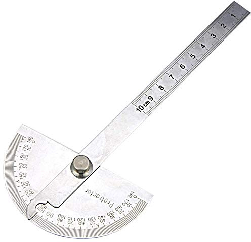 Nortools Winkelmesser – Edelstahl-Winkelmesser 0-180° mit rundem, verstellbarem Kopf | Präzisionswerkzeug für Schreiner, Mechaniker & Handwerker (10 cm / 3,94 Zoll)