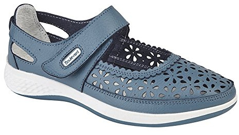 Boulevard Womens/Ladies Wide Fitting Window Back Punched Bar Shoes (5 UK) (Azure Blue)